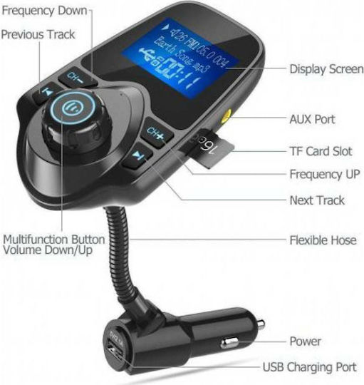Factory FM Transmitter Αυτοκινήτου T10 με Bluetooth / USB