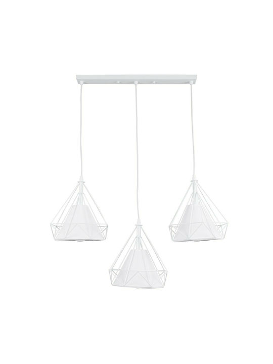 GloboStar Eiffel Pendant Light Three-Light Rail for Socket E27 White