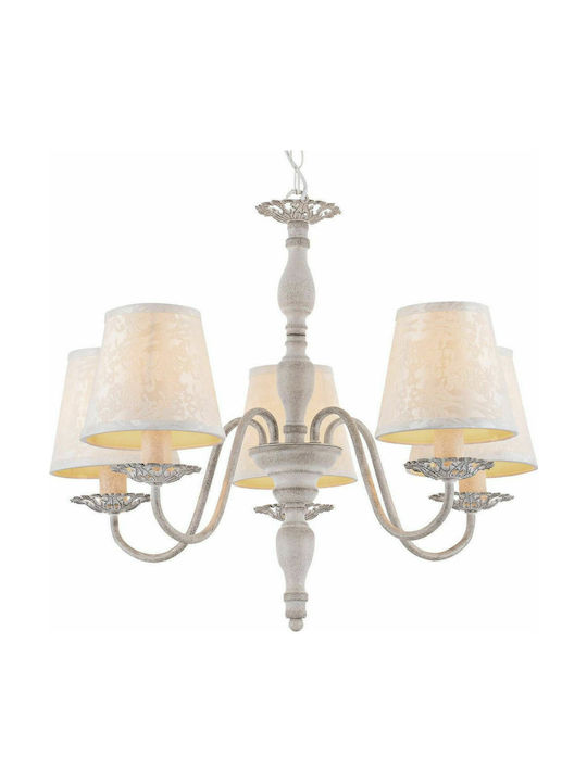 Aca Candelabru 5xE14 cu Abajururi Alb DL9505PWB