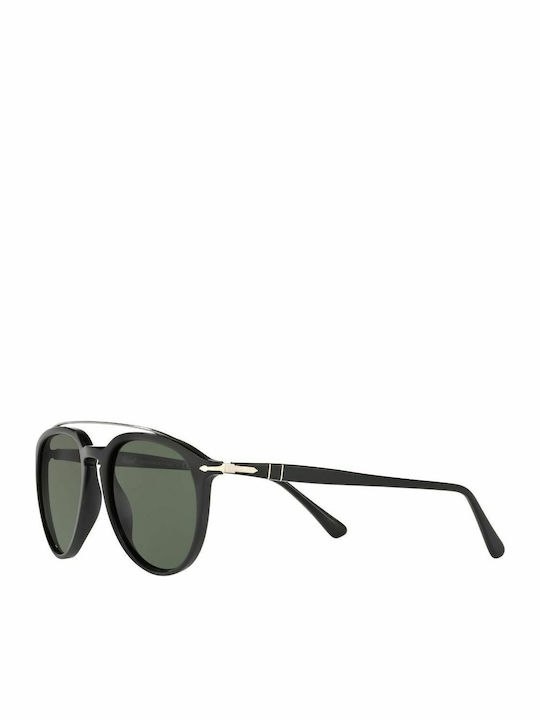 Persol Sartoria Мъжки Слънчеви Очила с Черна Пластмасова Рамка и Зелени Стъкла