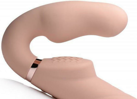 Strap U Ergo-Fit Twist Trägerlos Strap On mit Dildo 23.8cm mit Vibration in Farbe Light