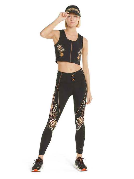 X Frida Kahlo Women's Athletic Crop Top Sleeveless Black