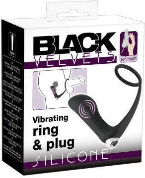 You2Toys Black Velvets Vibrating Ring & Plug Black