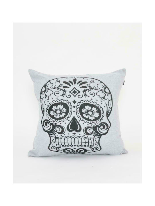 Pennie The Skull Decorative Pillow Case Γκρι Ανοιχτό L60xH60cm