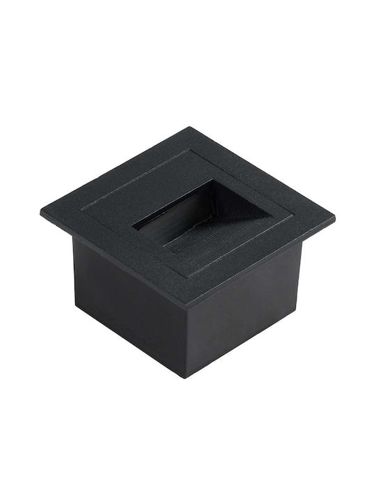 GloboStar Step-Mina Platz Metallisch Einbau Spot mit integriertem LED und Warmweißes Licht Schwarz 8.3x8.3cm. 1Stück