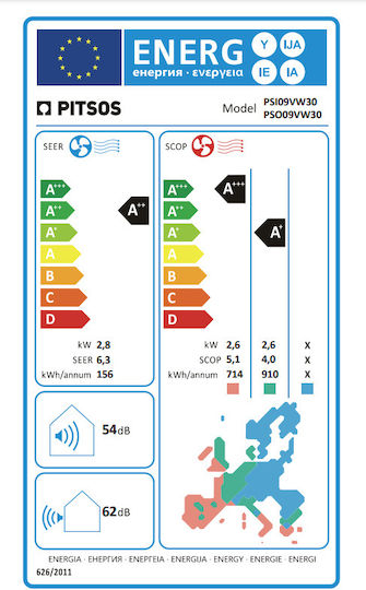 Pitsos Nefeli Standard Aparat De Aer Condiționat Inverter 9000 BTU A++/A+ Cu Funcție Super Ionizator