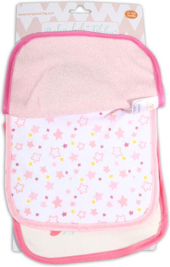 Cangaroo Tibby Bib Fabric with Hoop & Loop Fastener Pink 3pcs
