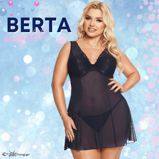 Softline Plus Size Berta Sexy Ρόμπα Navy Blue