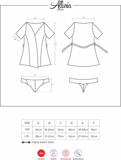 Obsessive Alluria Peignoir Sexy Σετ με Ρόμπα Black