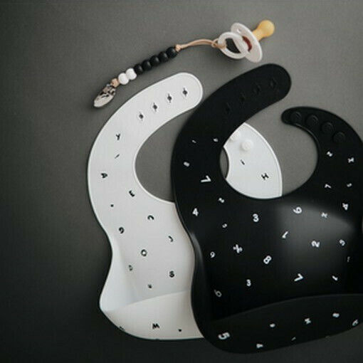 Mushie Rocket Waterproof Bib Silicone with Button & Pocket Beige