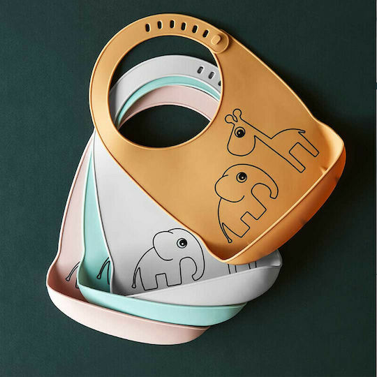 Done by Deer Friends Waterproof Bib Silicone with Button & Pocket Gray