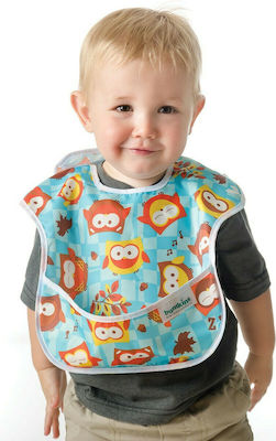 Bumkins Owl Waterproof Bib Plastic with Hoop & Loop Fastener & Pocket Multicolored for 6 m+