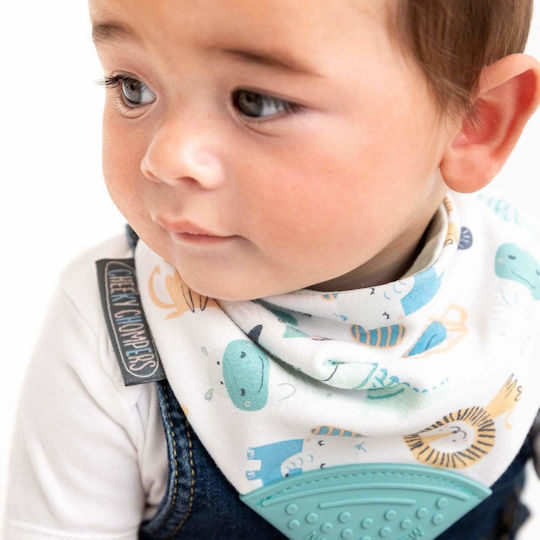 Cheeky Chompers Animals Bandana Fabric with Button Multicolored for 2 m+
