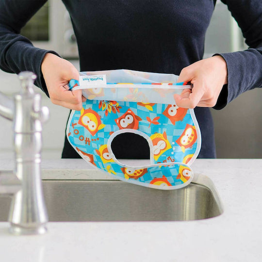 Bumkins Owl Waterproof Bib Plastic with Hoop & Loop Fastener & Pocket Multicolored for 6 m+