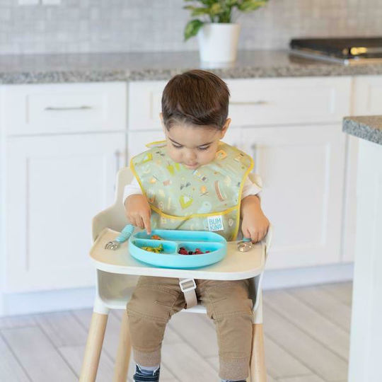 Bumkins Camp Friends Waterproof Bib Plastic with Hoop & Loop Fastener & Pocket Green for 24 m+