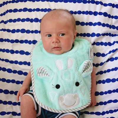 Zoocchini Jamie the Giraffe Bib Fabric with Hoop & Loop Fastener Petrol Blue for 6 m+