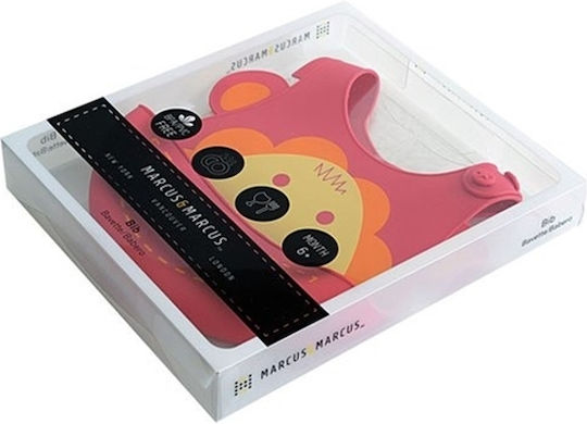 Marcus & Marcus Marcus the Lion Cub Wasserdicht Lätzchen Silikon mit Taste & Tasche Rot
