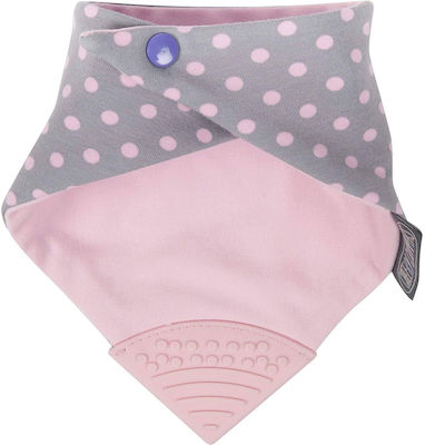 Cheeky Chompers Polka Pink Bandana Fabric with Button Pink for 2 m+