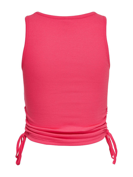 Γυναικείο Καλοκαιρινό Crop Top Βαμβακερό Αμάνικο Φούξια