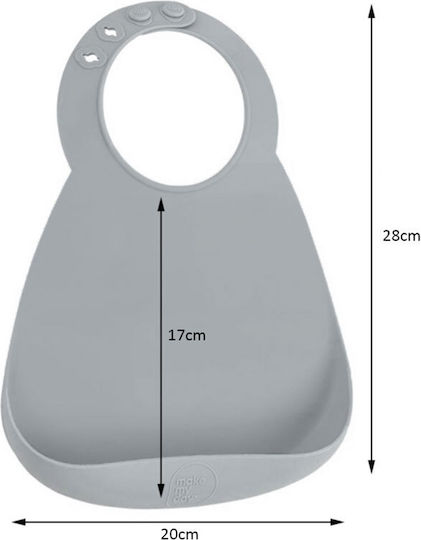 Make my Day Bear Waterproof Bib Silicone with Button & Pocket Light Blue for 6 m+