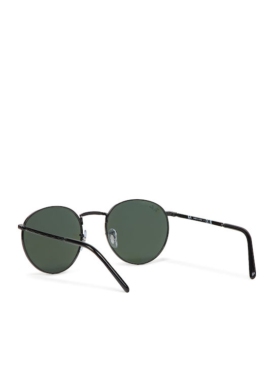 Ray Ban New Round Unisex Sunglasses with Black Metal Frame and Blue Mirror Lens RB3637 002/G1
