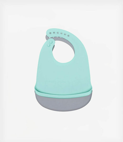 We Might Be Tiny Wasserdicht Lätzchen Silikon mit Taste & Tasche Mint & Grey 2Stück