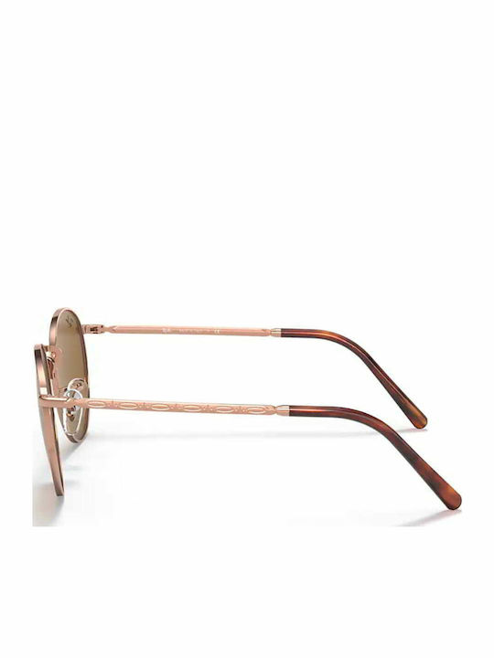 Ray Ban Unisex Sunglasses with Rose Gold Metal Frame and Brown Lens