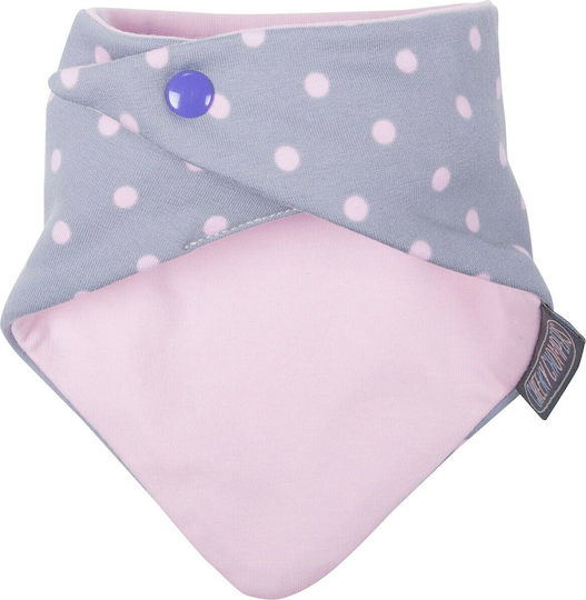 Cheeky Chompers Unicorn & Dots Bandana from 100% Cotton with Button Pink-Grey for 2 m+ 2pcs
