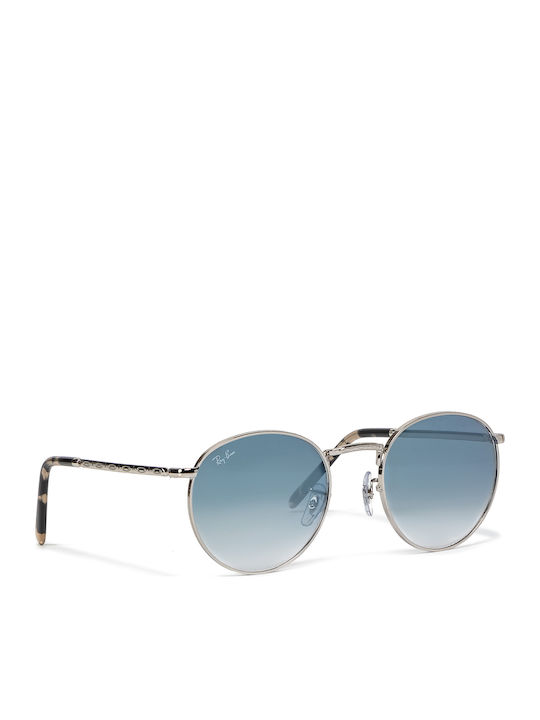 Ray Ban New Round Унисекс Слънчеви Очила с Сребърна Метална Рамка и Сини Преливащи Стъкла RB3637 003/3F