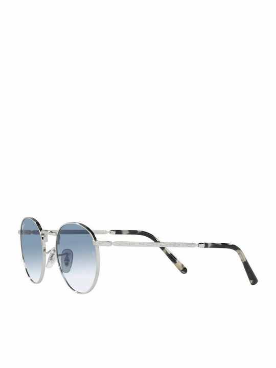 Ray Ban New Round Унисекс Слънчеви Очила с Сребърна Метална Рамка и Сини Преливащи Стъкла RB3637 003/3F
