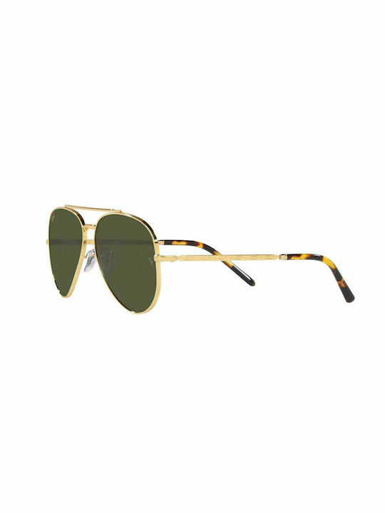 Ray Ban Aviator Sunglasses with Gold Metal Frame and Green Lenses RB3625 9196/31
