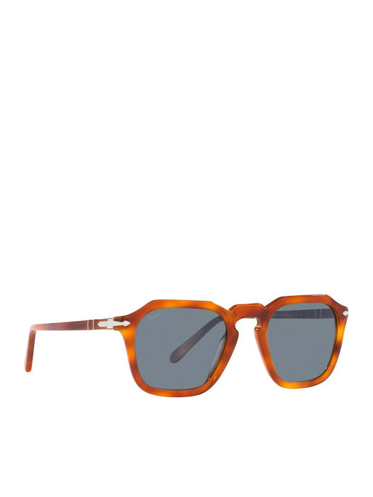 Persol Unisex Sunglasses with Brown Tartaruga Horn-Rimmed Frame and Blue Lenses PO3292S 96/56