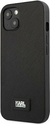 Karl Lagerfeld Saffiano Plaque Synthetic Leather Back Cover Black (iPhone 13)