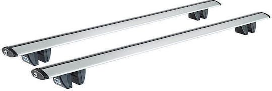 Cruz Aluminum Car Roof Bars Airo 108cm Universal 5D / 3D for Cars with Factory Roof Bars Set with Roof Rack Legs and Lock Silver