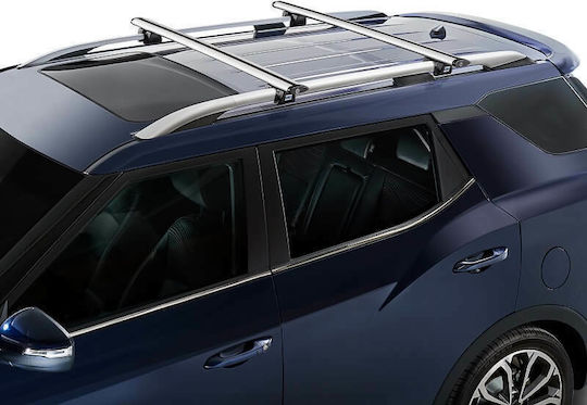 Cruz Aluminum Car Roof Bars Airo 108cm Universal 5D / 3D for Cars with Factory Roof Bars Set with Roof Rack Legs and Lock Silver