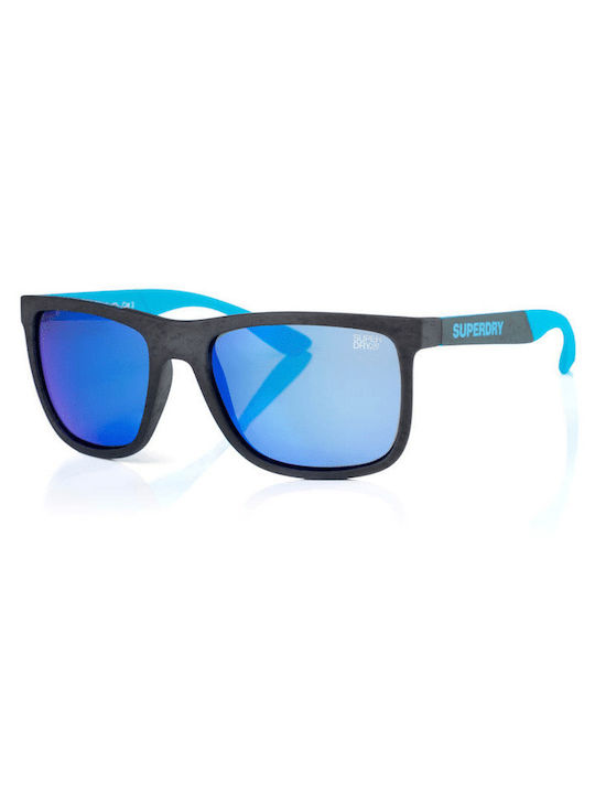 Superdry RunnerX Men's Sunglasses with Black Plastic Frame and Light Blue Mirror Lens