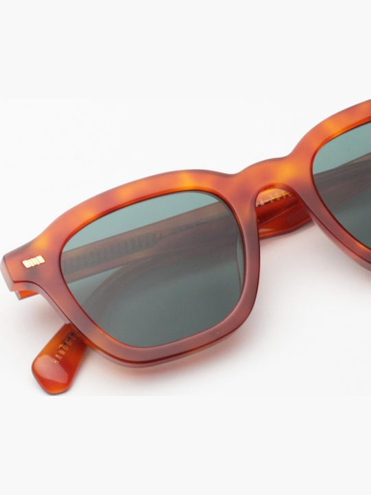 Gast Mente Unisex Sunglasses with Brown Tartaruga Plastic Frame and Green Lens ME02