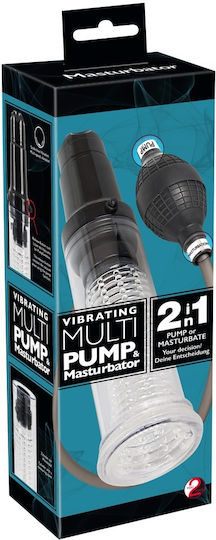 You2Toys Vibrating Multi Pump 2 In 1 Masturbator Τρόμπα Πέους με Δόνηση Διάφανη