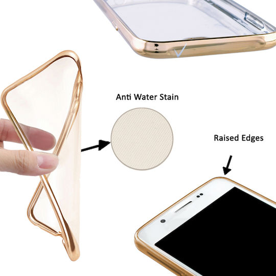 Volte-Tel Faceplate Electroplating Umschlag Rückseite Silikon Gold (Galaxy S7 Edge)