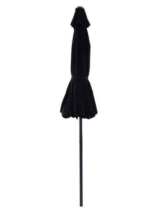 Professional Circular Garden Parasol with Metal Frame in Black F2.35m