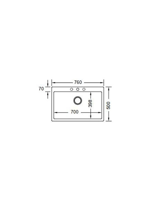 Duralit KZ075U ΚΖ075U-450 Поддръжка Мивка от Синтетичен Гранит Ш76xД50см Concrete