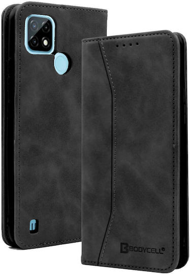 Bodycell PU Leather Brieftasche Synthetisches Leder Schwarz (Realme C21)