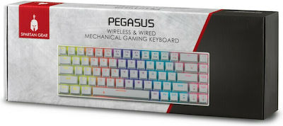 Spartan Gear Pegasus Ασύρματο Gaming Μηχανικό Πληκτρολόγιο 65% με Custom Blue διακόπτες και RGB φωτισμό (Αγγλικό US) Λευκό