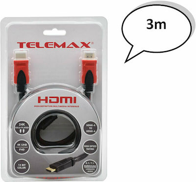 Telemax HDMI 1.4 Cable HDMI male - HDMI male 3m Red