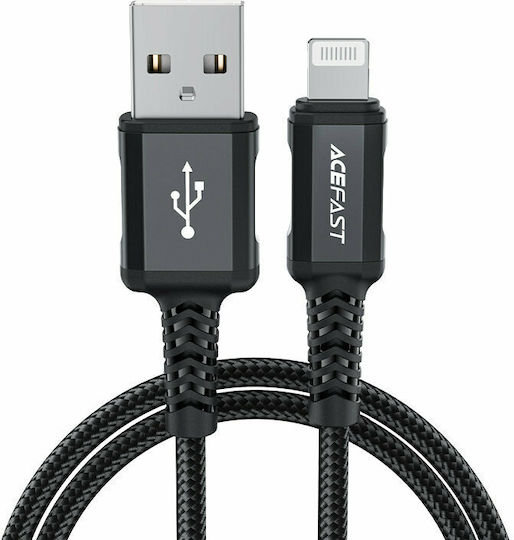Acefast C4-02 Плетена USB-A към Lightning кабел Черен 1.8м