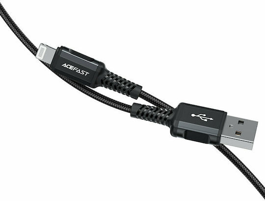 Acefast C4-02 Плетена USB-A към Lightning кабел Черен 1.8м