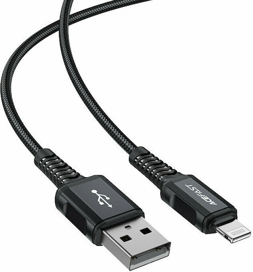 Acefast C4-02 Плетена USB-A към Lightning кабел Черен 1.8м