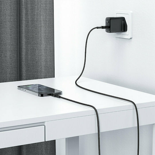Acefast C4-02 Плетена USB-A към Lightning кабел Черен 1.8м