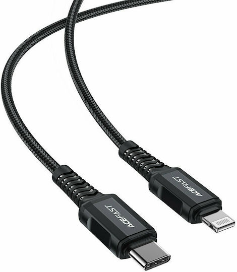 Acefast C4-01 Плетена USB-C към Lightning кабел 30W Черен 1.8м