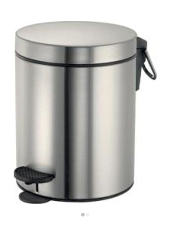 Sanco M90-90680 Inox Toilet Bin with Soft Close Lid 5lt Silver